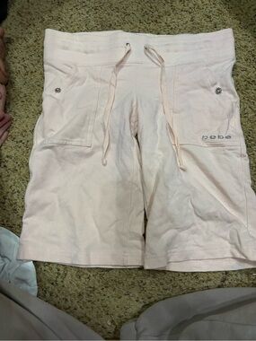 bebe Pale Pink women’s Drawstring Lounge Shorts